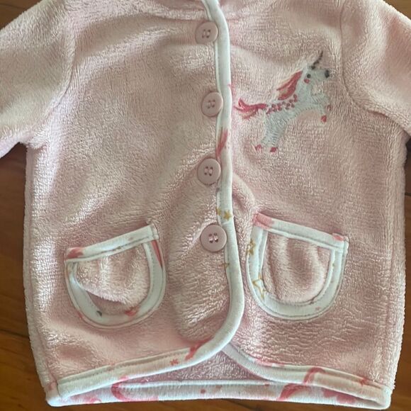 NWOT 0-3 mo C.J.P. pink SUPER SOFT fleece long sleeve button down jacket coat - Picture 6 of 14
